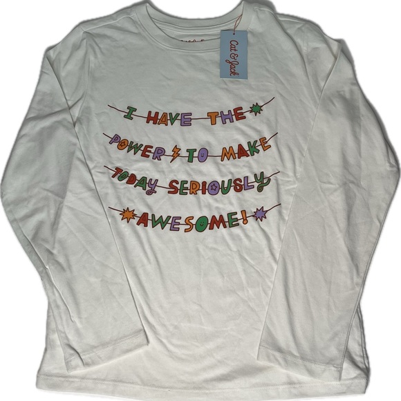 Cat & Jack Other - Cat & Jack Cream Long Sleeve Graphic Cotton Blend Shirt Unisex New!
